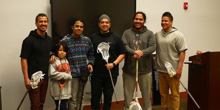 Lacrosse players speak at College of Muscogee Nation
