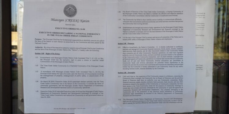 Tulsa Creek Indian Community put under tribal control, per executive order