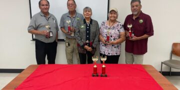 Muscogee Health CHR Employees awarded trophies for excellence by former patient