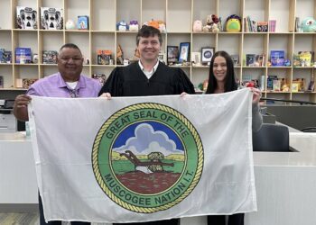 Muscogee (Creek) Nation flag presented to Tulsa Juvenile Center