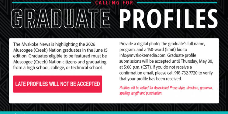 The Mvskoke News is now taking 2026 graduate profiles