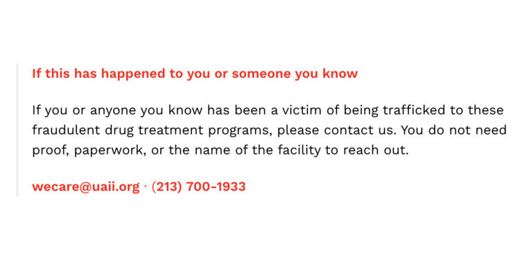 UAII Calls on Native Community to Report Trafficking into Fraudulent Treatment Programs
